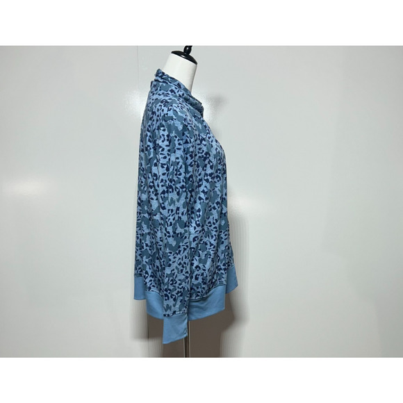 Cuddl Duds Cardigan Womens XL Blue Animal Print One Button Thumbholes Sweater - Picture 3 of 13